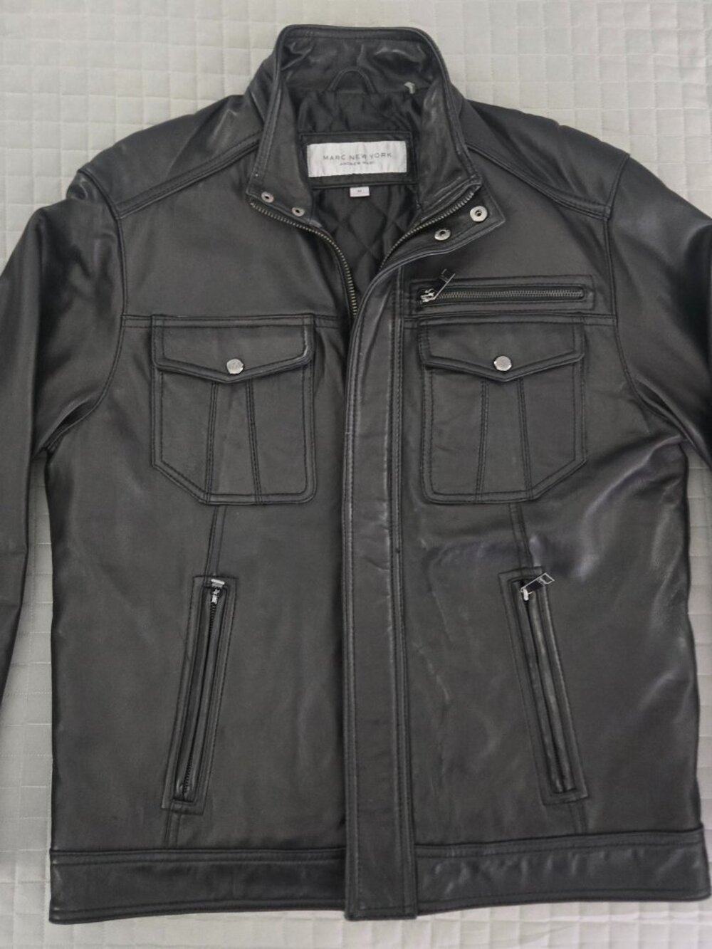 Marc New York Men’s Black 100% Leather Jacket (Men's Size M)